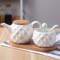 3PCS Bamboo Wood Ceramics Spice Jars 3