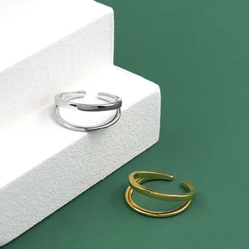 

Coolkala sterling silver new fashion temperament double line all-match girls ring online celebrity