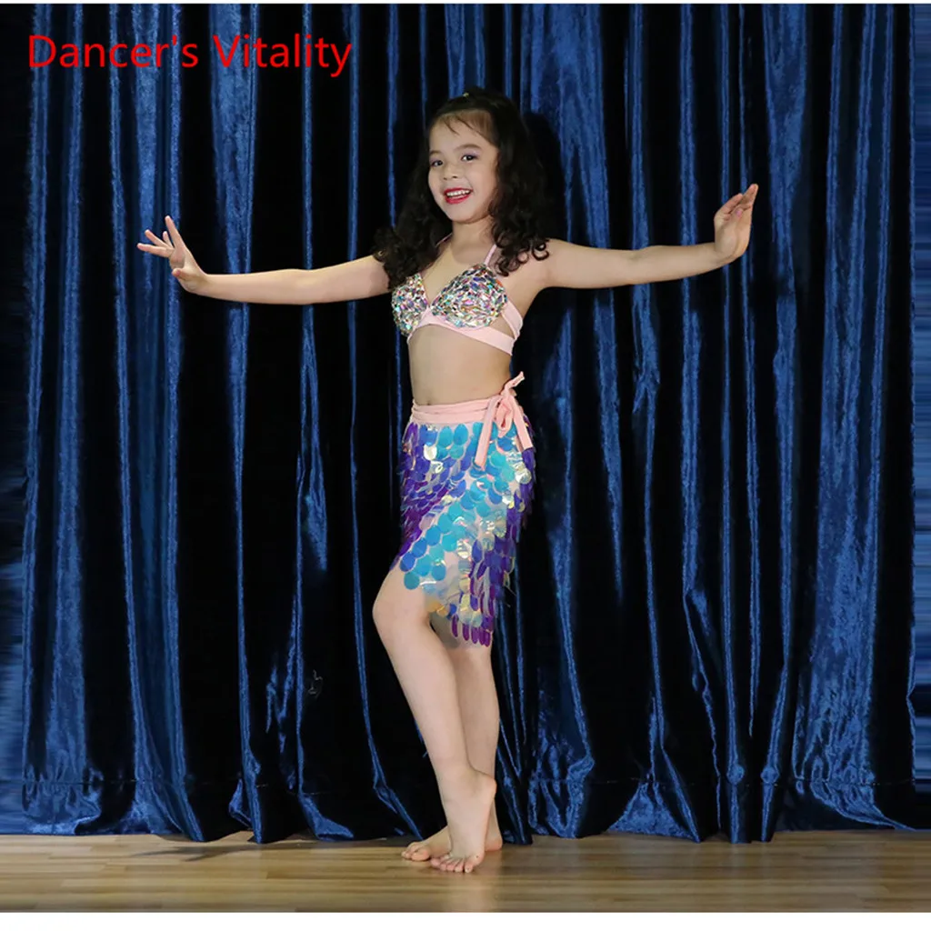 

New Competition Children Belly Dancing Clothes 2-piece Oriental Outfit Girls Belly Dance Costume Set Bra & Skirt