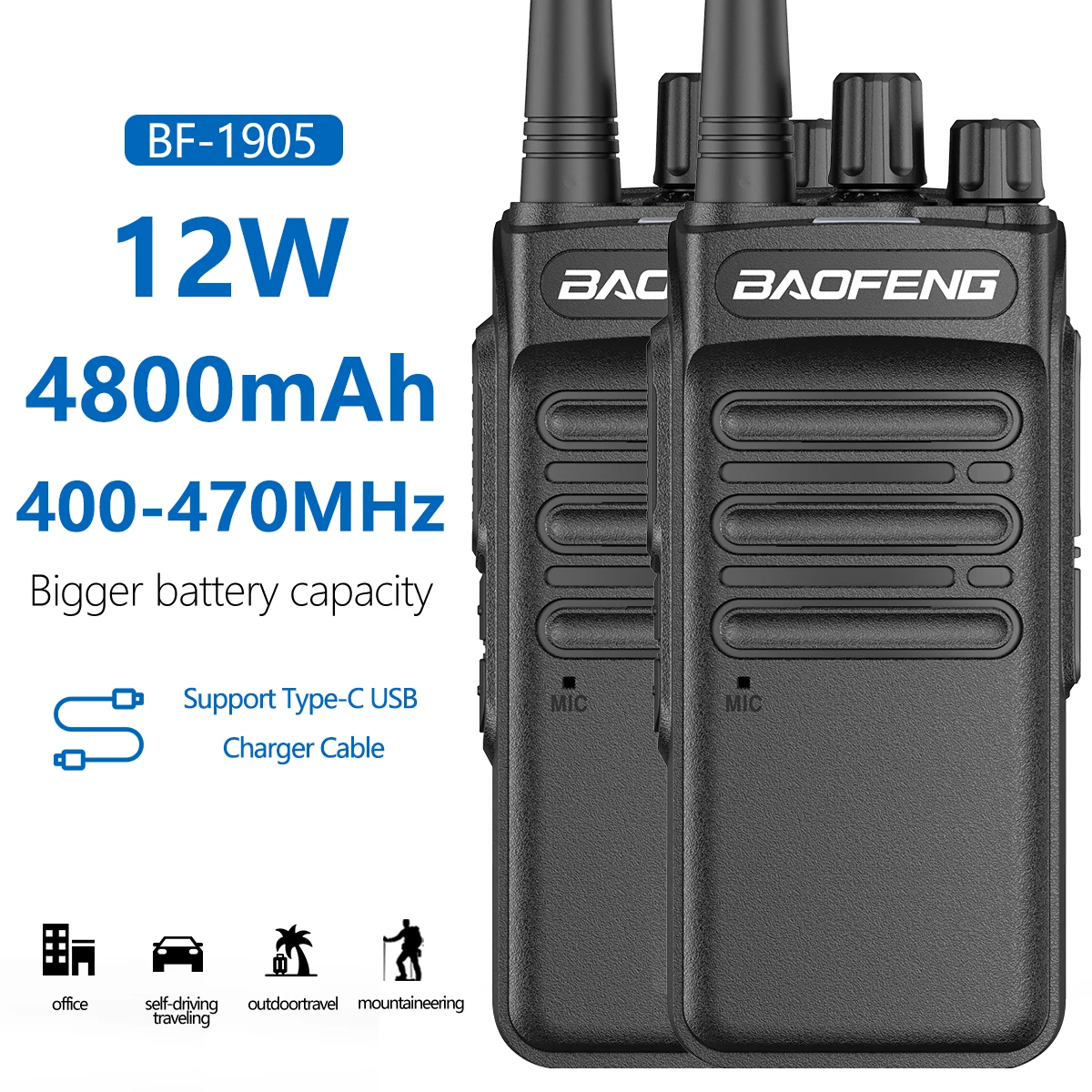 2PCS BaoFeng BF-1905 12W High Power  Two Way Radio 50KM Long Range Powerful Radio Professional Walkie Talkie UV-5R UV-82 BF-1904 |