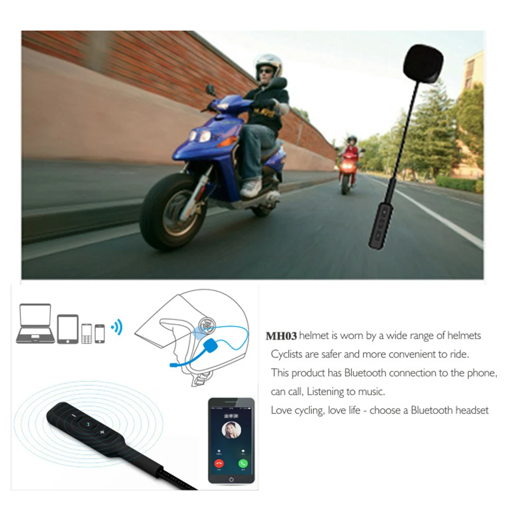 Наушники Bluetooth Стерео Проводная портативная перезаряжаемая эргономичная длинная резервная гарнитура для мотоциклетного шлема
