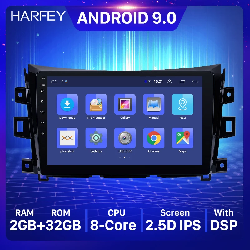 Автомагнитола Harfey Android 9 0 для 2011 2016 Nissan NAVARA Frontier NP300 Renault Alaska дюйма AUX