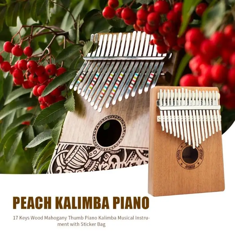 17 клавиш Kalimba большой палец пианино высокое качество дерево корпус из красного дерева музыкальный инструмент с обучения книга Мелодия молоток для начинающих