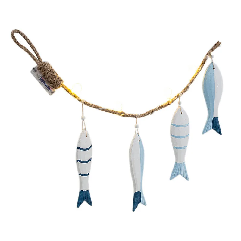 

Creative Led 4pcs Fishes String Luminous Mediterranean Marine Style Home Night Light Fish Pendant Personality Decorations