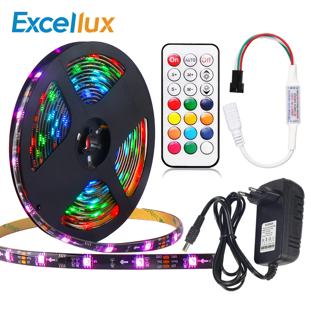WS2811 Светодиодная лента DC12V Dream color WS 2811 30 светодиодный s/60 s Pixel светильник 21 ключ RF