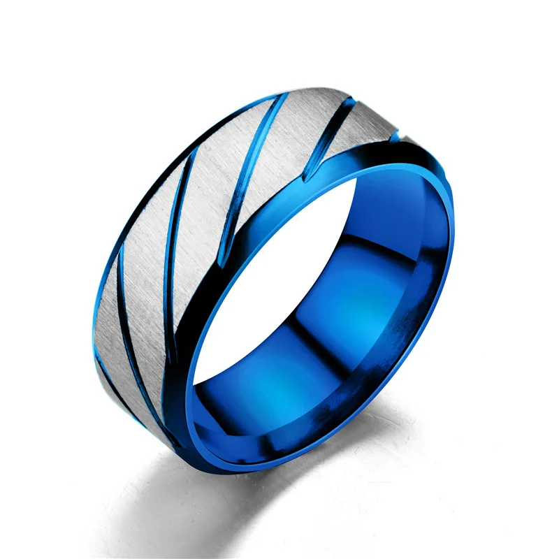 Титановые кольца для мужчин и женщин - Цвет основного камня: BlueWhite