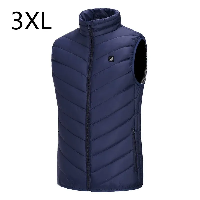 dark blue 3xl Нагревательный жилет, моющийся, с зарядкой от Usb, теплый жилет, куртка, контроль температуры, для улицы, кемпинга, туризма, гольфа - Цвет: dark blue 3xl