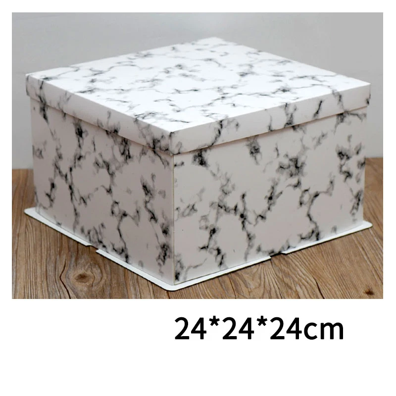 5pcs Marble Square Box Packaging Birthday Cake Baking Box Birthday Party Favor Decoration Cakes Dessert Boxes - Цвет: double layer 6inch