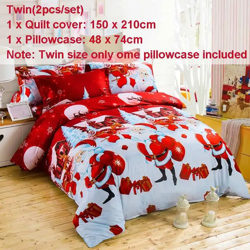 Bedding Set luxury 3D Christmas Cotton Bedding sets Bed Sheet Duvet Cover Pillowcase Cover set King Twin Queen size Bedspread - Цвет: 150x210cm 2pcs