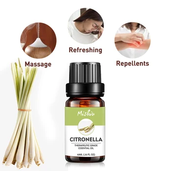 

Mishiu 10MLCitronella Essential Repel Mosquitoes,Drive Away Fatigue,Stimulate Positive Energy Oil Aromatic Massage Humidifier
