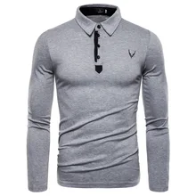 Мужские новые поло осень Европа и Америка лацканы с длинным рукавом логотип вышивка Tide Мужская рубашка поло