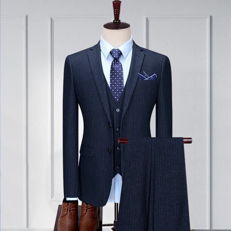 

Striped 3 Piece Mens Suit XS-7XL Mens Dress Suits Skinny Fit 2020 Business Suits Formal Office Wear High Quality