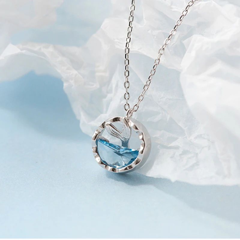 Mermaid And Sea Design Crystal Necklace 