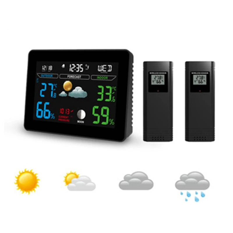 Беспроводная метеостанция, умный термометр, гигрометр, измеритель температуры и влажности в помещении, цветной ЖК-дисплей, часы, будильник