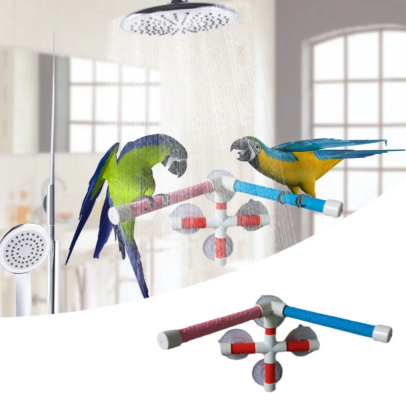 Parrot Claw Beak Grinding Bar Birds Shower Standing Stick Wooden Bar for Climbing and Biting Pet Toy Perches Stand Platform