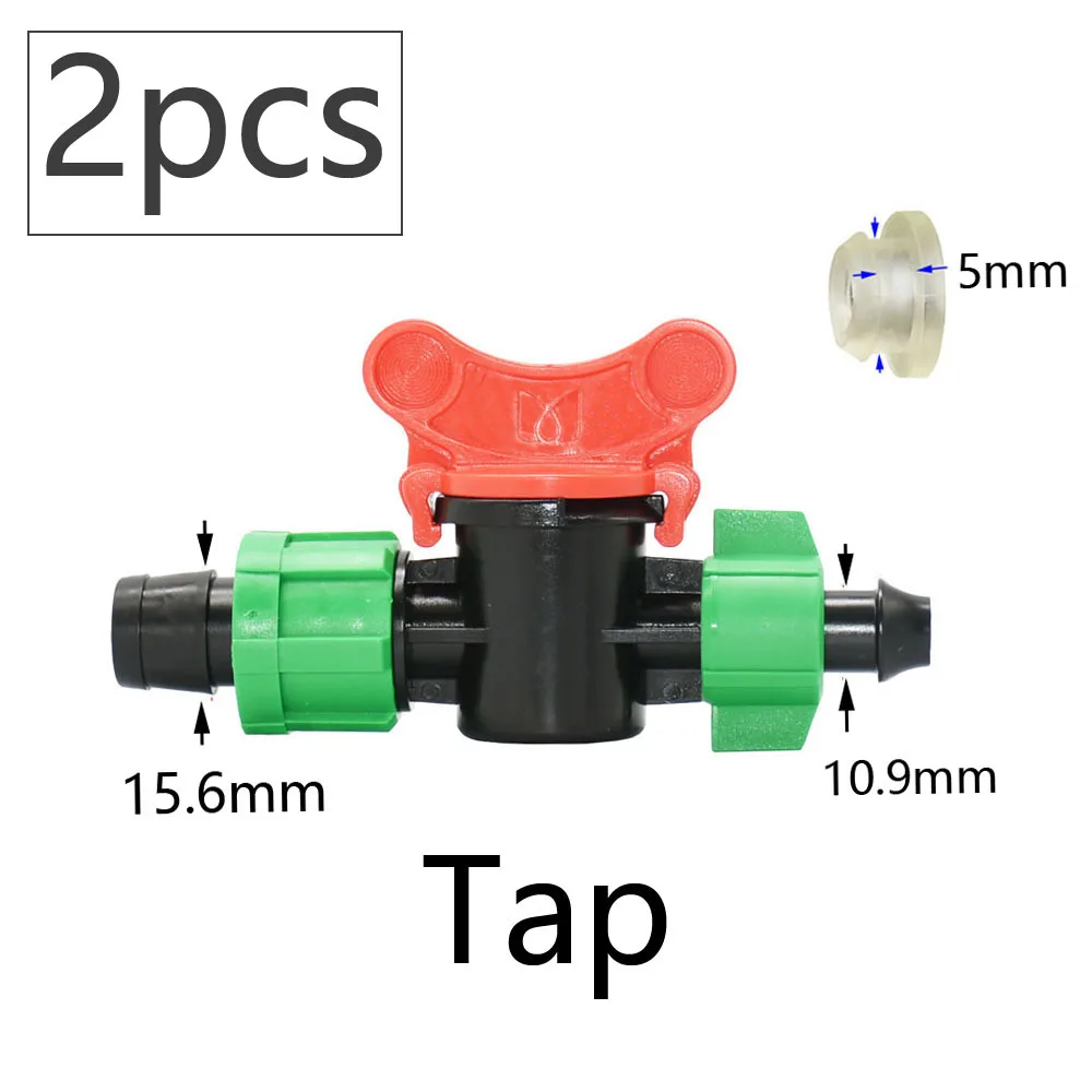 16mm 5/8'' Drip Irrigation Tape Shut-Off Valve Elbow Tee End Plug Thread Lock Connector Garden Watering Pipe Hose Joints 