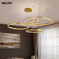 Creative Modern Led Pendant Lights Home Deco Lighting Brushed Rings Chandelier Lighting Hanging Lamps For Living Dining Room 1