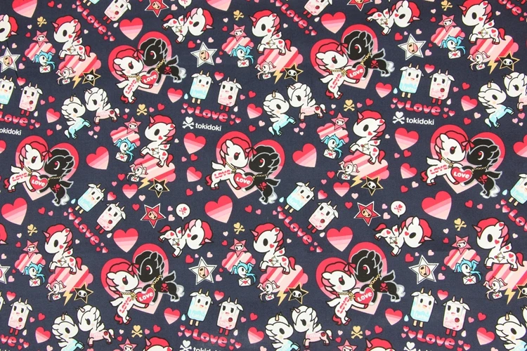 140*50 см мультфильм любовь Единорог Хлопок Ткань Детская рубашка юбка Diy ручной работы дизайнерское постельное белье домашний кошелек из ткани одеяло