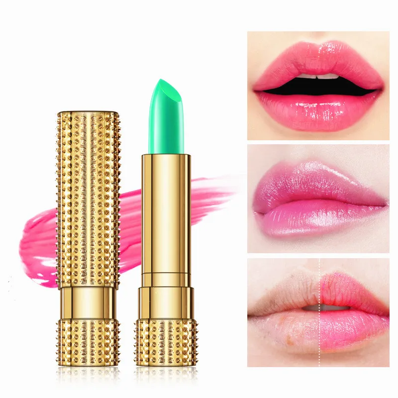 

1pc Winter Lip Balm Moisturizing Natural Aloe Temperature Change Lasting Natural Protective Makeup Care Pink Lipstick Nourishing