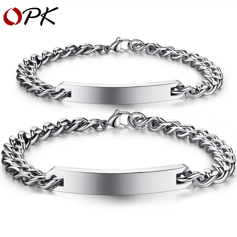 VOHE Lovers браслет из нержавеющей стали браслеты с подвесками для женщин мужские подарки для пары модная цепь со звеньями