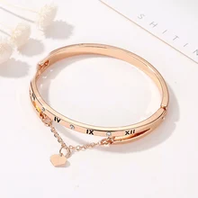Роскошные браслеты из розового золота и нержавеющей стали, женские браслеты с сердечком и надписью Forever Love, браслеты с подвесками для женщин, популярные брендовые Знаменитые ювелирные изделия