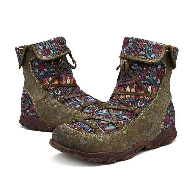 Женские полусапожки на молнии, ретро-богемный стиль повседневная обувь женские зимние ботинки Botas mujer invierno
