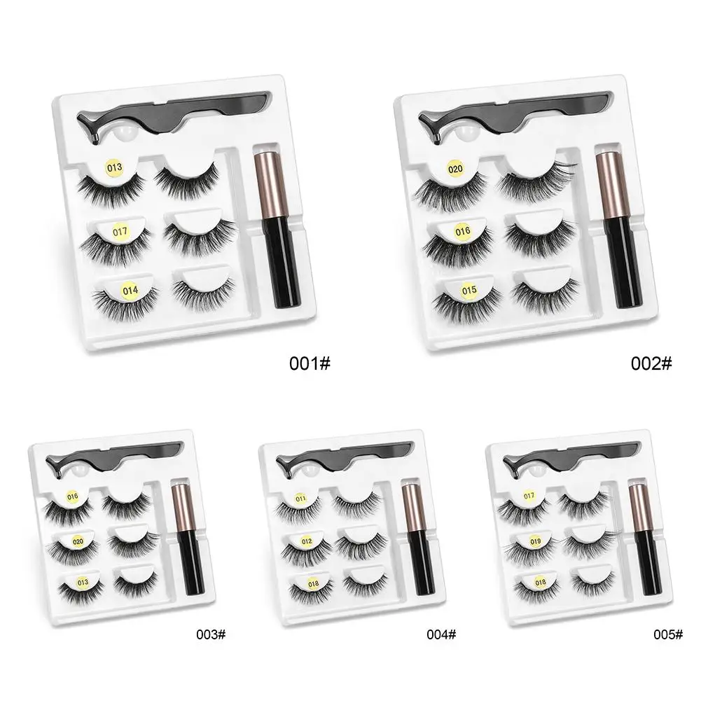 Magnetic Eyelashes Natural Waterproof Full Eye Magnetic Lashes Ultra Thin Fake Lashes With Eyeliner Eyelash Tweezers