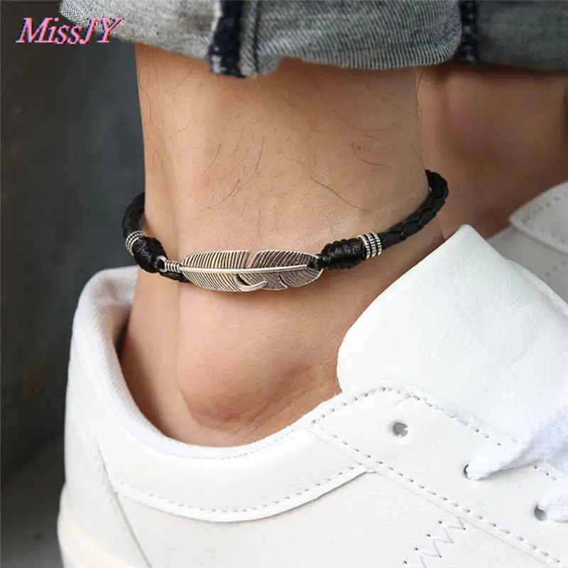 Adjustable Handmade Cool Simple Leaf Anklets Woven Adjustable Rope Lucky Foot Bracelet For Women Men Jewelry ankle chains silver anklet bracelet beads anklet fashion accessories toe foot bracelet