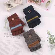Зимние большие детские перчатки года, модные вязаные зимние теплые полосатые перчатки для мальчика gant enfant hiver fille