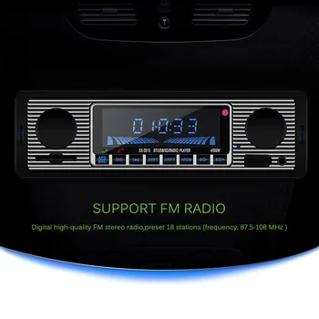 

USB AUX Classic Car Radio Bluetooth Stereo Player FM MP3 In-dash Head Unit with Memory Card FKU66