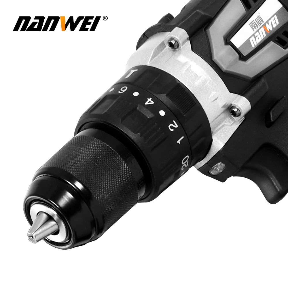 NANWEI 21V 13mm Cordless Drill Industrial Grade Brushless Impact Drill 1/2
