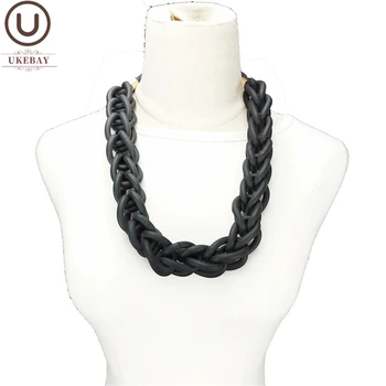 

UKEBAY New Handmade Knit Pendant Necklaces Women Designer Luxury Jewelry Rubber Rope DIY Choker Necklace Party Dress Accessories