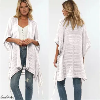

2020 New Beach Cover Up Crochet Knitted Shirts Tassel Tie Beachwear Summer Swimsuit Cover Up Sexy See-through Beach Shirts