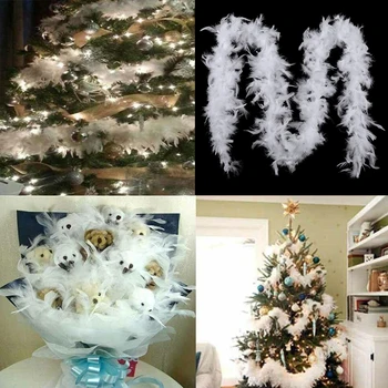 

5pcs White Feather Boa Dancing Feather Boa Ribbon Garland For Home Wedding Party Wall Hanging DIY Decorating Supplies 2M