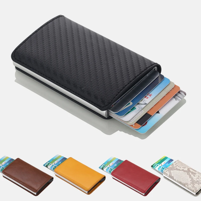 Azul Porte-Cartes de crédit Avec Porte-Cartes RFID Porte-Cartes à fenêtre Porte-Cartes en Aluminium jusquà 6 Cartes pour Hommes et Femmes 