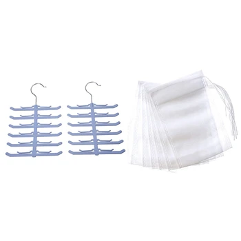 

2 Pcs Rack Closet Organizer Neck Ties Necktie Belt Holder & 100Pcs Teabags String Heat Seal Paper Herb Loose Tea Bag