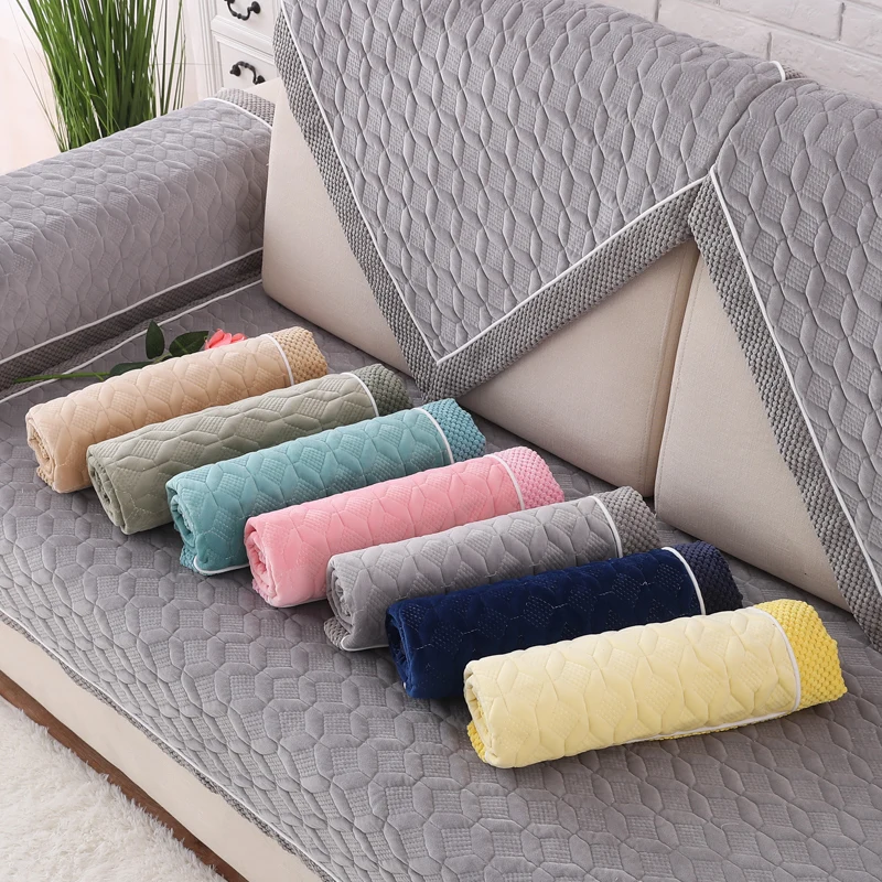 Winter sofa cushion plush fabric non-slip cushions four seasons universal cover all-inclusive towel home | Дом и сад