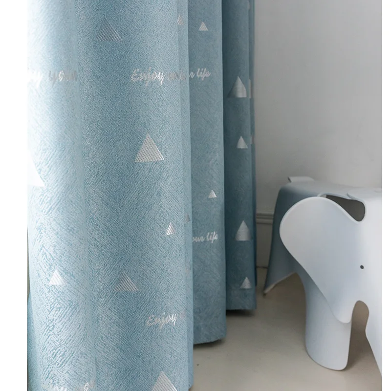 YCENTRE Thermal Insulated Window Jacquard Blackout Curtains Modern Blue Drape Blinds Panel for Bedroom / Living Room /kids Room 5