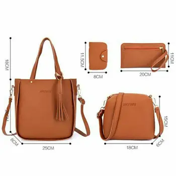 

4Pcs/Set Women Lady Leather Handbags Messenger Shoulder Bags Purse Tote Satchel