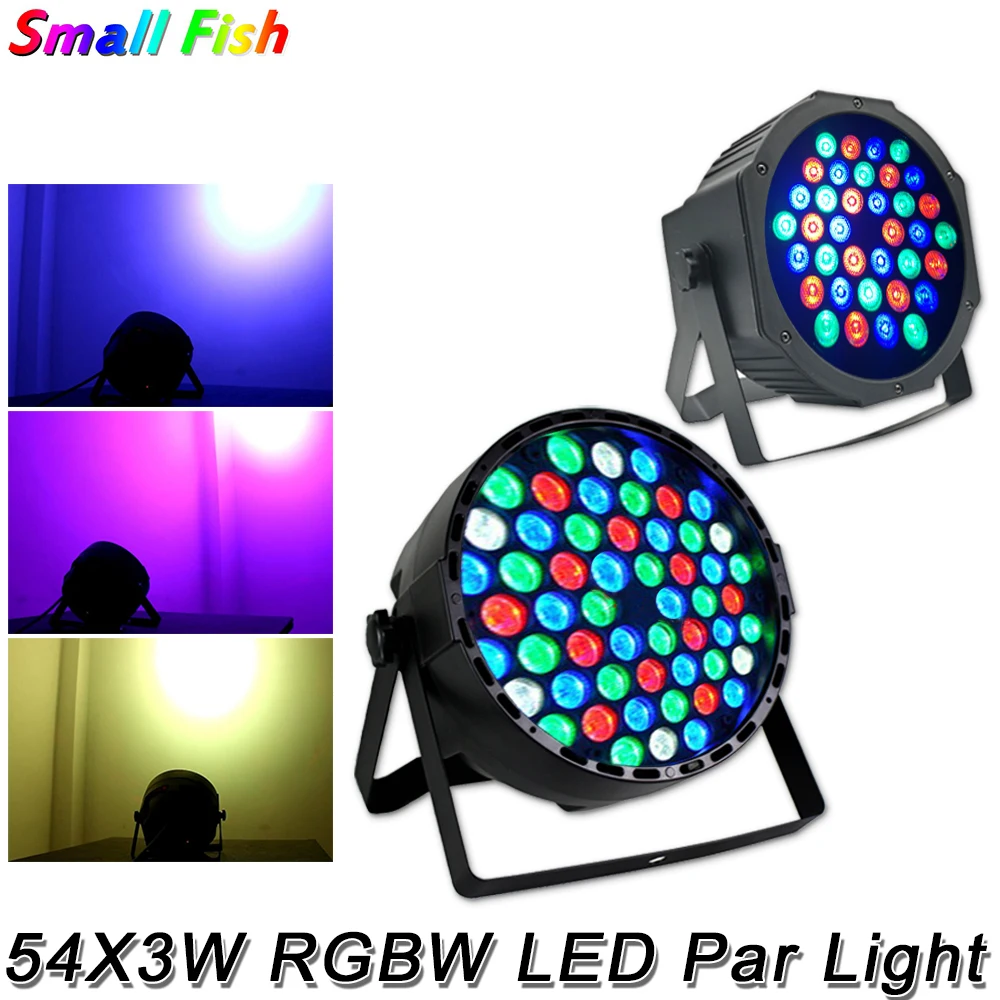 

LED 54X3W RGBW 4in1 Flat Par Light DMX512 Professional Stage Effect Lighting Sound Control Disco Wash Light Party Club DJ Lights