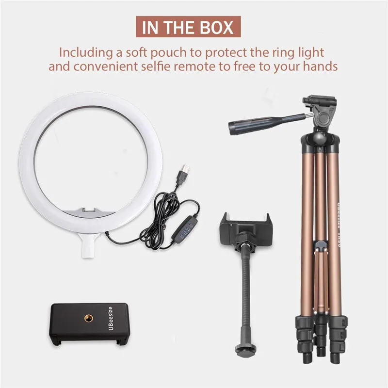 32 cm LED ring light Adjustable tripod for Youtube makeup phone Selfie with tripod stand phone Clip