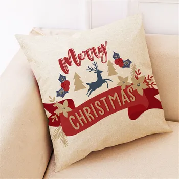 

Merry Christmas Linen Cushion Cover Santa Claus Pillow Cases Sofa Cushion Cover Home Decor New Year Decor 2020 Navidad Gift