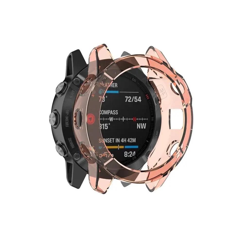 Для Garmin Fenix 6 6S 6X мягкий кристально чистый ТПУ защитный чехол рамка аксессуары для умных часов Fenix6 Fenix6X оболочка#1025 - Цвет: Pink