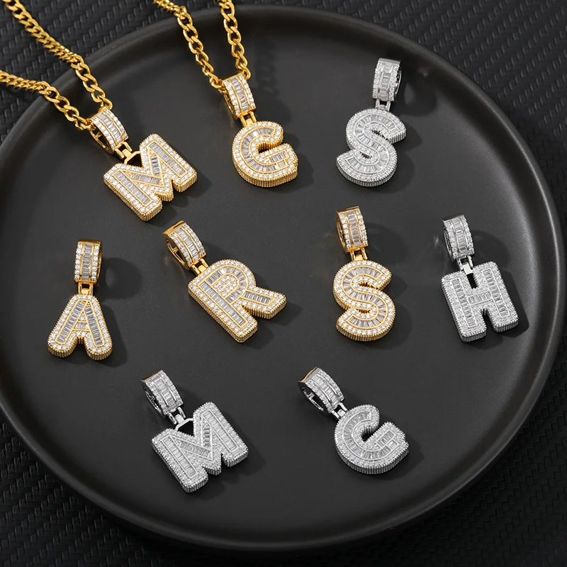 2020 Trend Cubic Zirconia Letters A-Z Pendant Necklaces Iced Out Rock Candy Style Initial Charms Necklace Fantastic Jewelry Gift