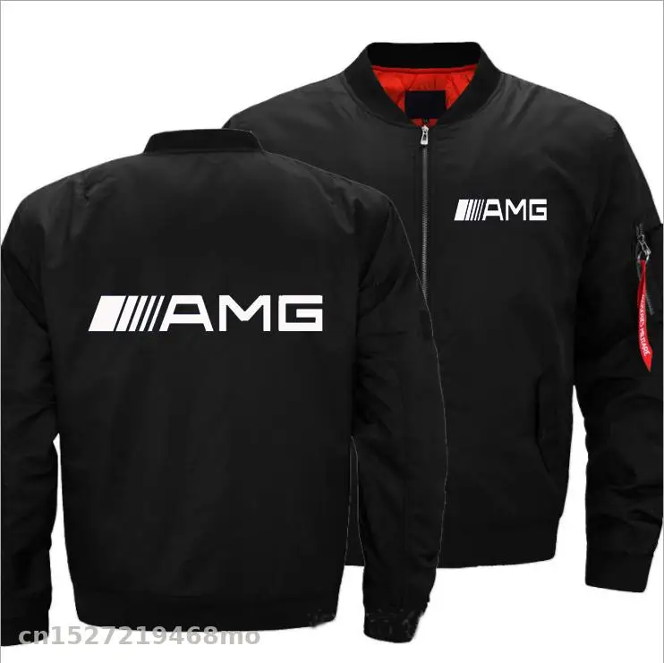 Куртки для мотогонок, мужские повседневные куртки пилота, мужская повседневная куртка Ma-1, куртка для полета с логотипом AMG, Плотная хлопковая одежда