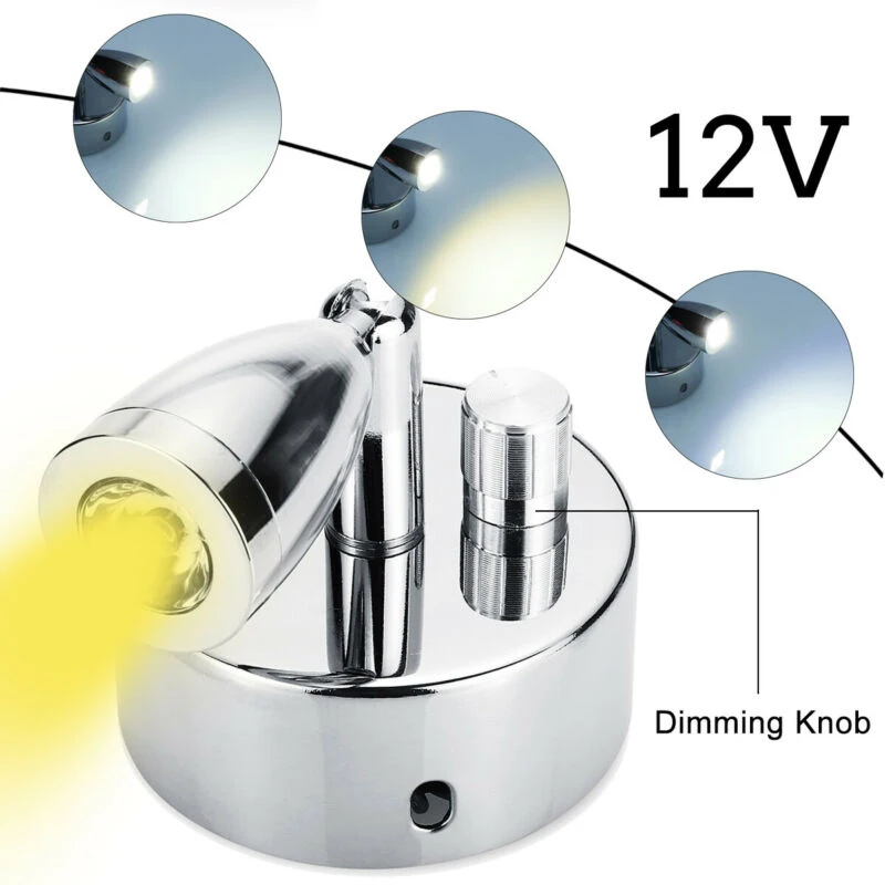 

12V Dimming LED Spot Reading Lights Touch Wall Lamp Van Camper Trailer Caravan