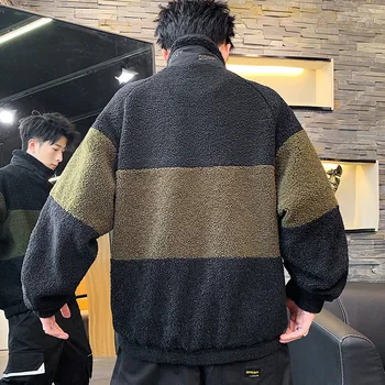 

2019 Autumn And Winter New Korean Men's European And American Loose Stitching Casual Personality Pullover