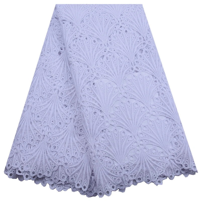

African Pure White Guipure Lace Fabric 2020 High Quality Nigerian Cord Lace Fabric France Water Soluble Lace For Wedding Dress