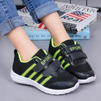 

2020 Casual Sneakers Kids Children Shoes for Boys Girls Air Mesh Breathable Hook & Loop Cotton Fabric Runing Kids Sports Shoes