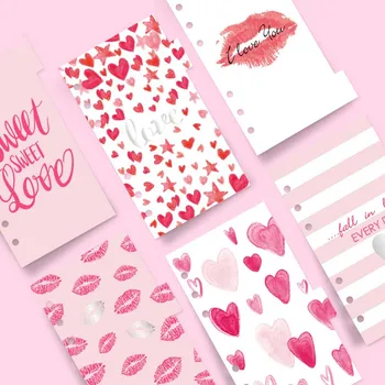

NEVER Notebook Accessories 6pcs Cute Pink Girl Sweet Love Style A6 Spiral Dividers Planner Filler Paper Dokibook Filofax Escolar